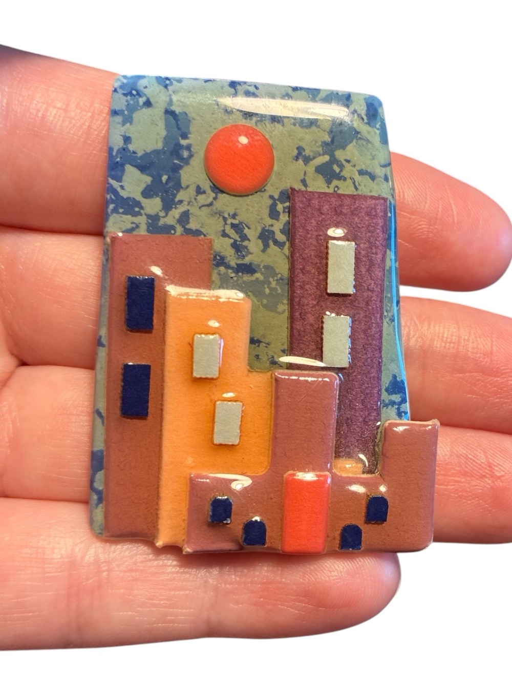 Unsigned Colorful House Pin By Lucinda